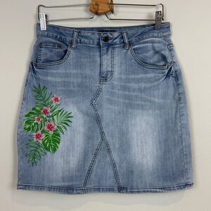 Earl Jeans Embroidered Denim Mini Skirt 10